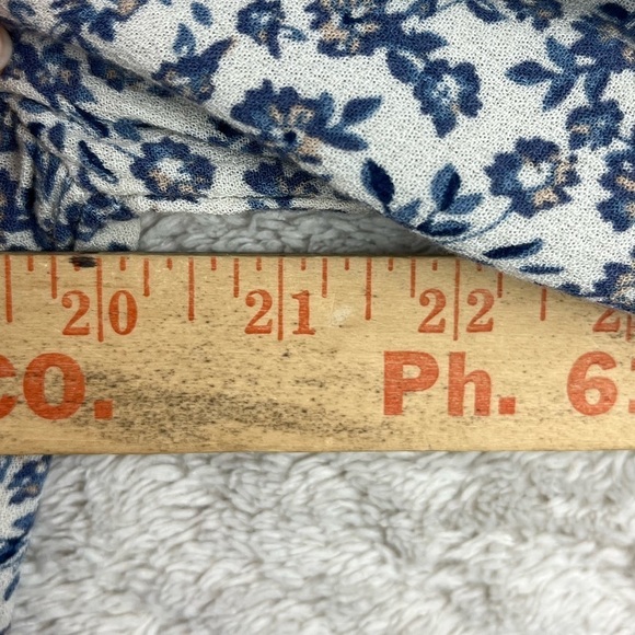 CYNTHIA ROWLEY Blouse Cottagecore Blue Floral Ditzy Top Medium - Picture 14 of 15